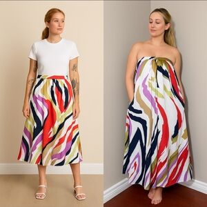 SignedBlake The Drop Brushstroke Print Flared Maxi Skirt Multicolor L NWT